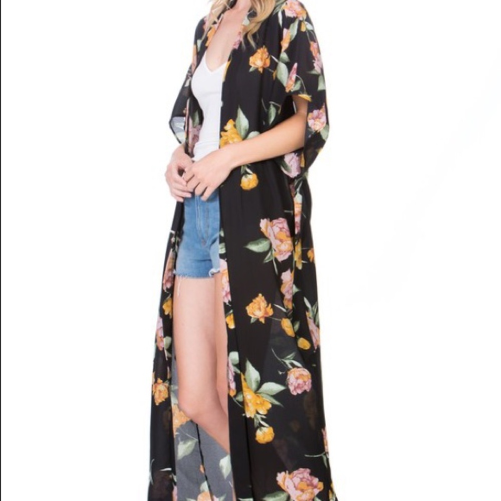 Long Floral Kimono Plus Size